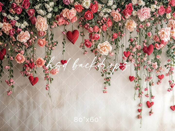 Hanging Heart & Roses - HSD Photography Backdrops