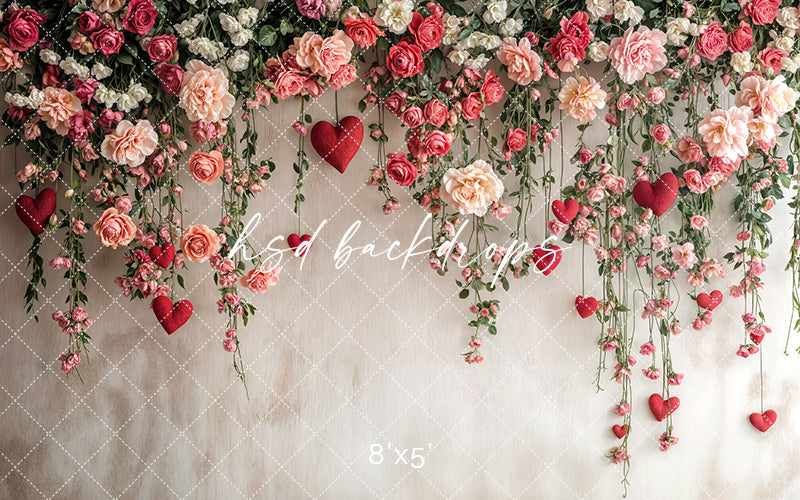 Hanging Heart & Roses - HSD Photography Backdrops
