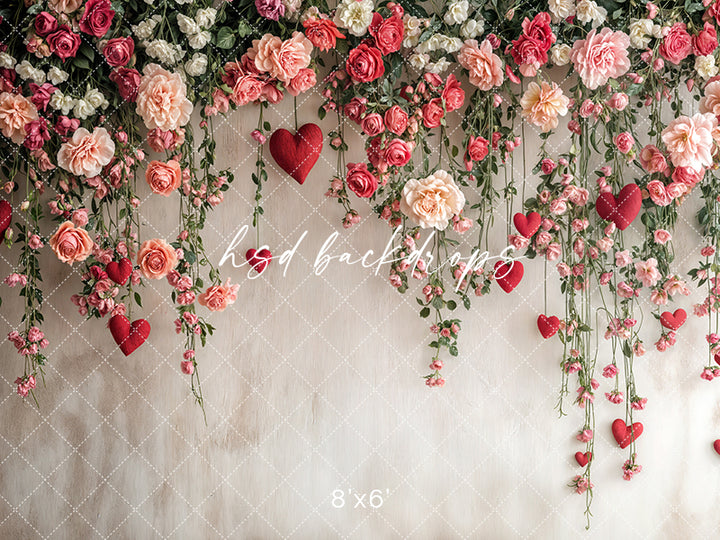 Hanging Heart & Roses - HSD Photography Backdrops