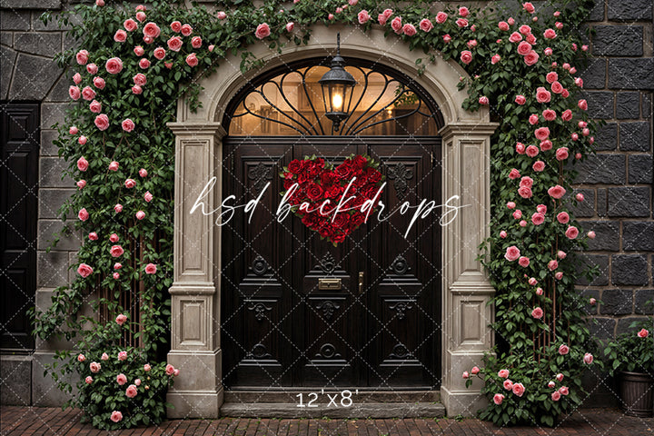 Arched Valentine's Day Door (sweep options) - HSD Photography Backdrops