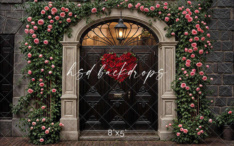 Arched Valentine's Day Door (sweep options) - HSD Photography Backdrops