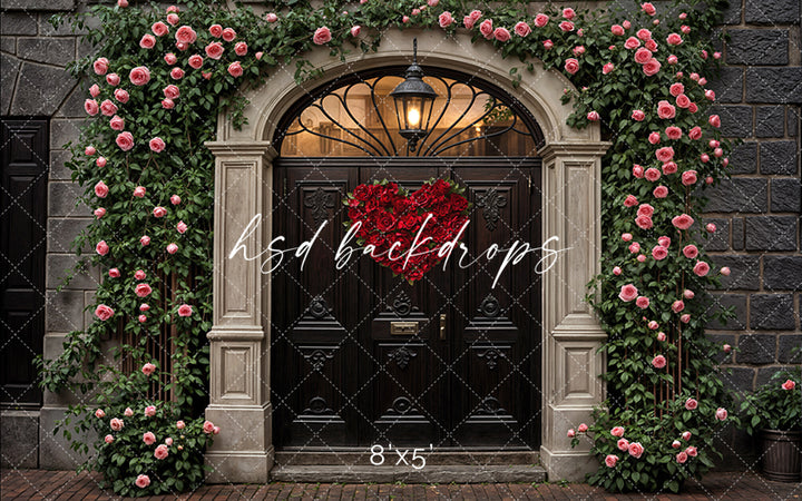 Arched Valentine's Day Door (sweep options) - HSD Photography Backdrops