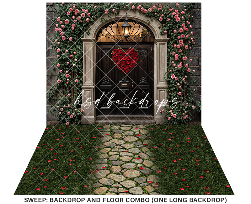 Arched Valentine's Day Door (sweep options) - HSD Photography Backdrops