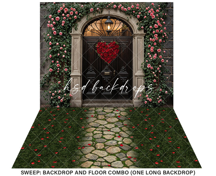 Arched Valentine's Day Door (sweep options) - HSD Photography Backdrops