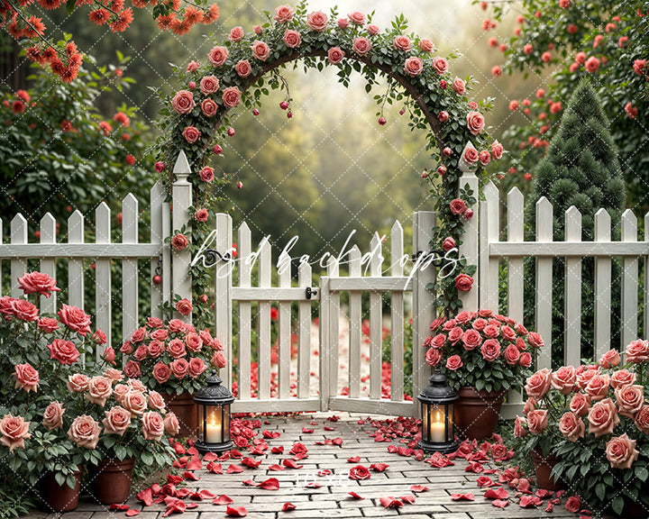 Pink Roses Arch (sweep options) - HSD Photography Backdrops