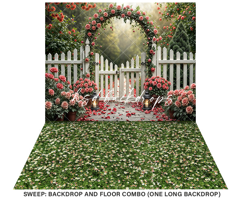 Pink Roses Arch (sweep options) - HSD Photography Backdrops