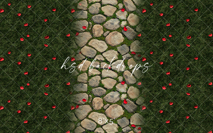 Scattered Rose Petals Pathway - HSD Photography Backdrops