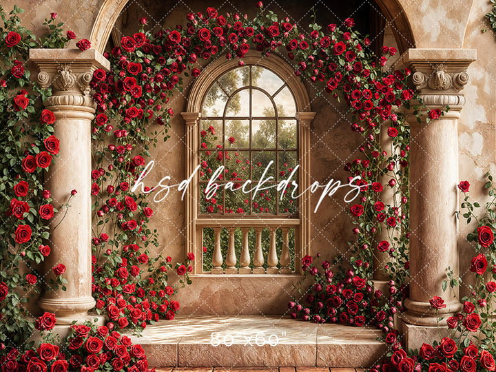 Climbing Red Roses Columns (sweep options) - HSD Photography Backdrops