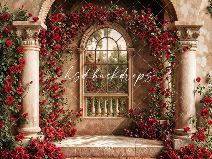 Climbing Red Roses Columns (sweep options) - HSD Photography Backdrops