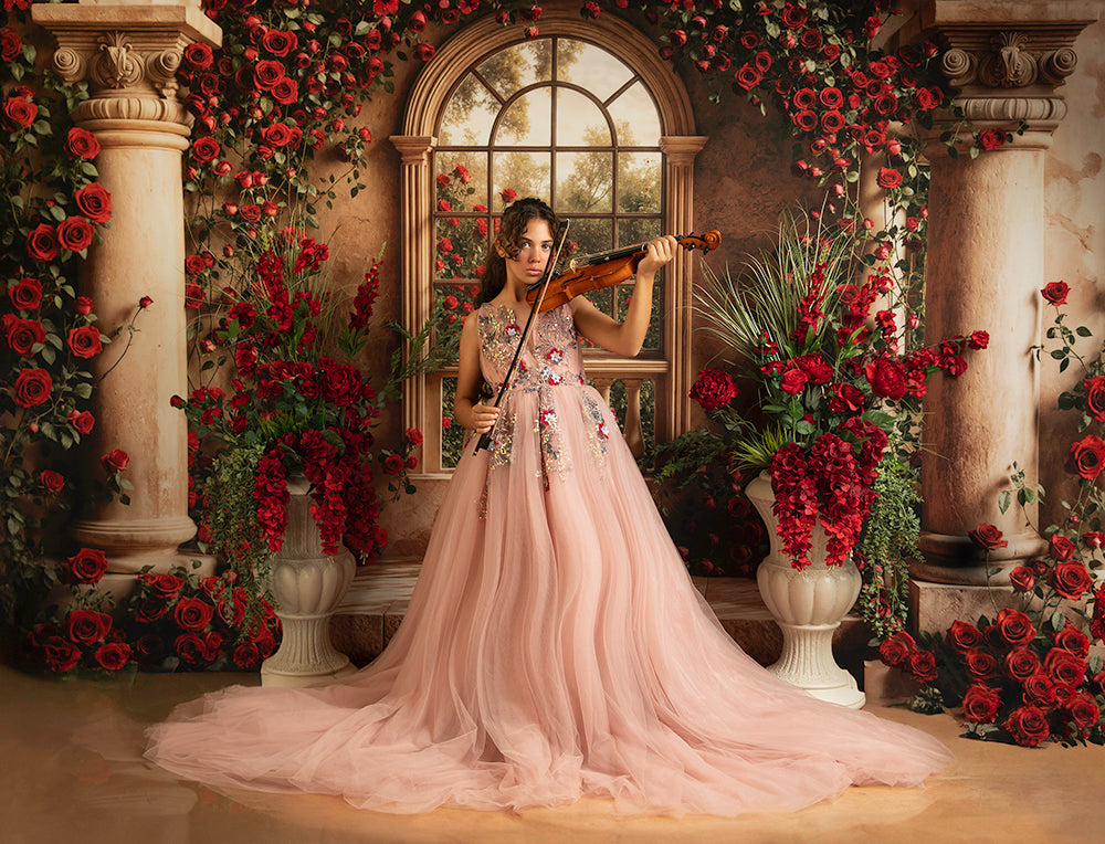Climbing Red Roses Columns (sweep options) - HSD Photography Backdrops