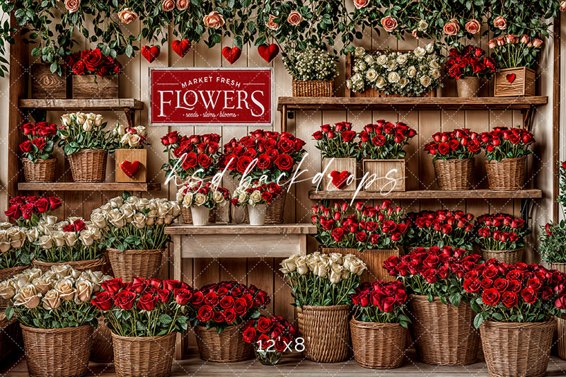 Valentines Day Flower Shop Wall (sweep options) - HSD Photography Backdrops