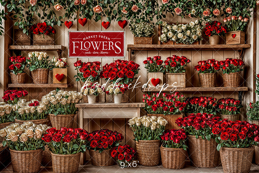Valentines Day Flower Shop Wall (sweep options) - HSD Photography Backdrops