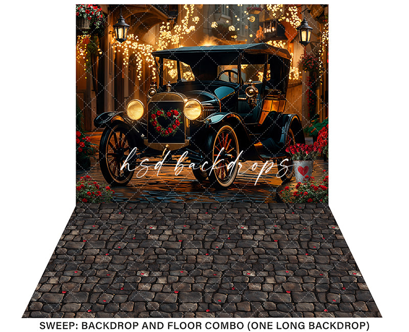 Vintage Valentine's Day Car - HSD Photography Backdrops