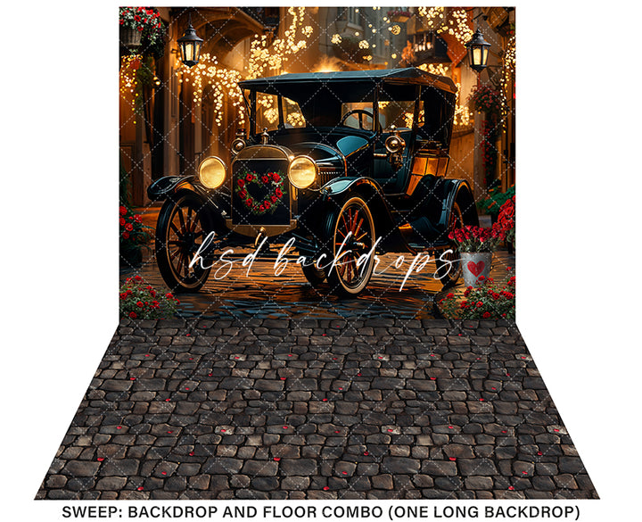 Vintage Valentine's Day Car - HSD Photography Backdrops