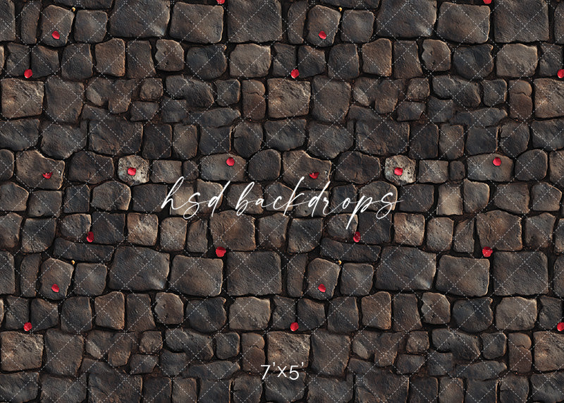 Scattered Rose Petals Stone Floor - HSD Photography Backdrops