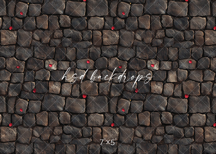Scattered Rose Petals Stone Floor - HSD Photography Backdrops