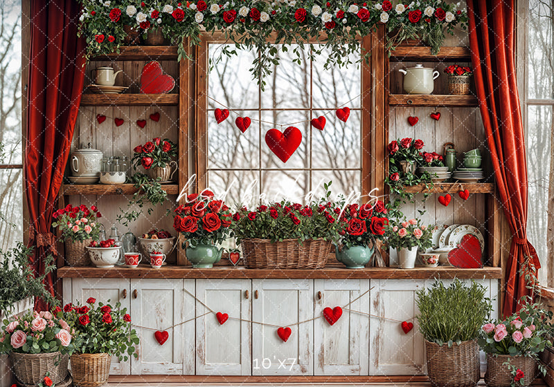 Valentine's Day Kitchen Wall (sweep options) - HSD Photography Backdrops
