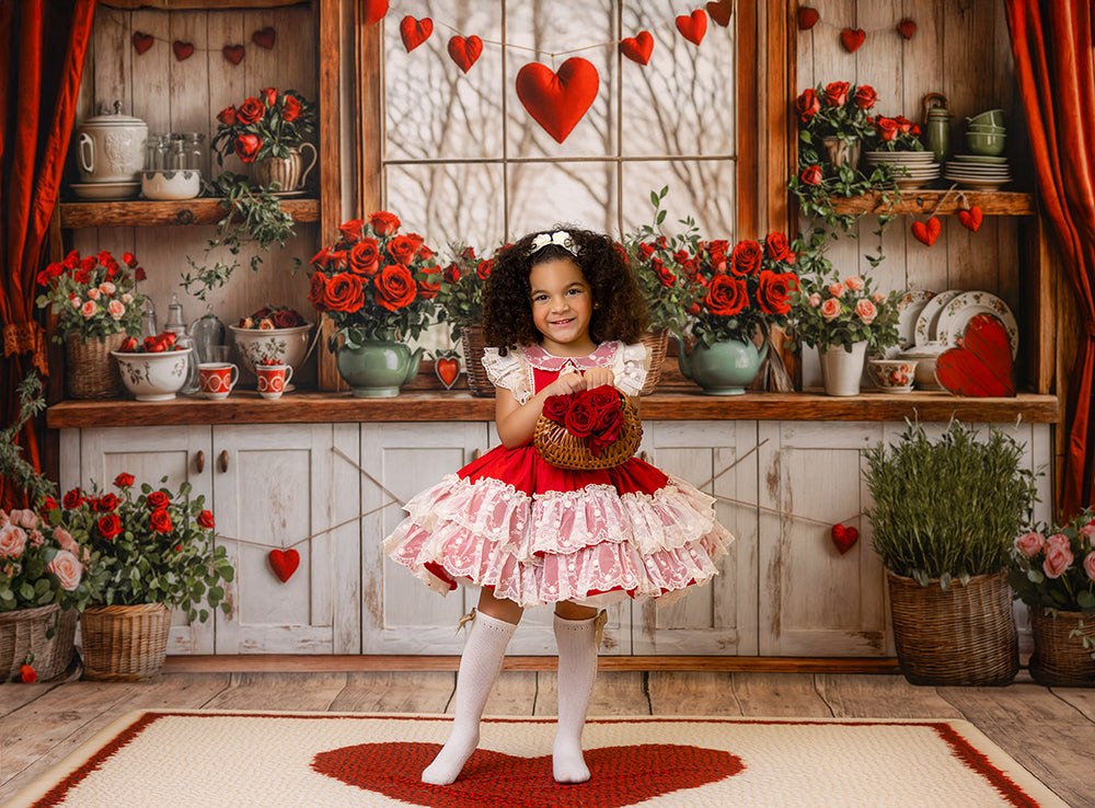 Valentine's Day Kitchen Wall (sweep options) - HSD Photography Backdrops