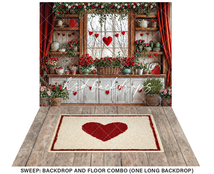 Valentine's Day Kitchen Wall (sweep options) - HSD Photography Backdrops