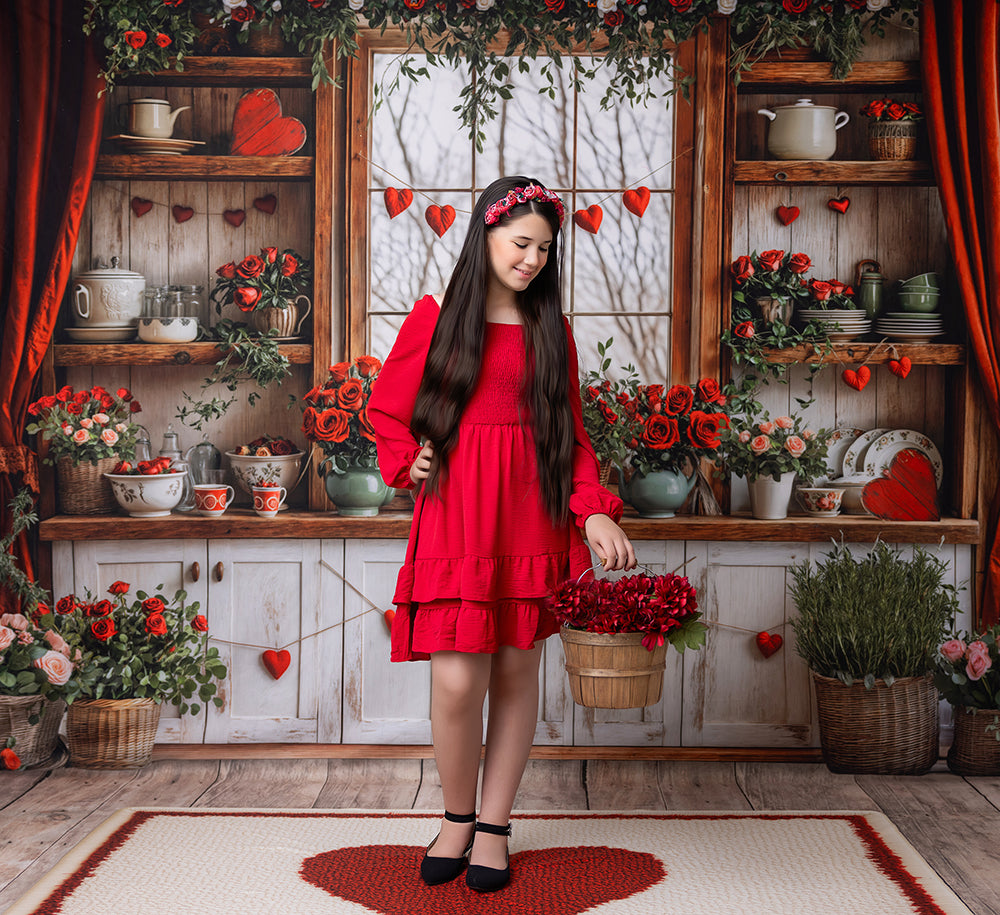 Valentine's Day Kitchen Wall (sweep options) - HSD Photography Backdrops