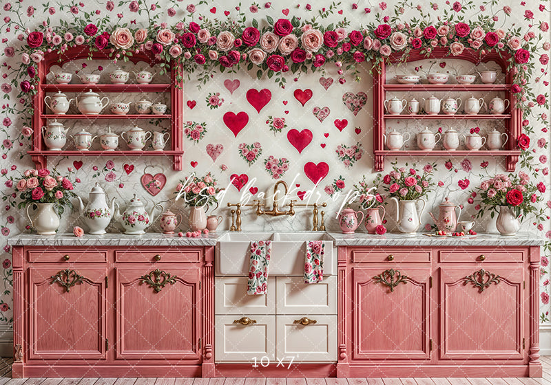 Pink Valentine's Day Kitchen (sweep options) - HSD Photography Backdrops