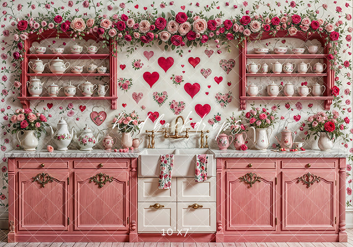 Pink Valentine's Day Kitchen (sweep options) - HSD Photography Backdrops