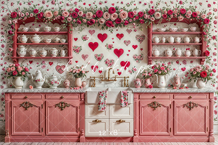 Pink Valentine's Day Kitchen (sweep options) - HSD Photography Backdrops