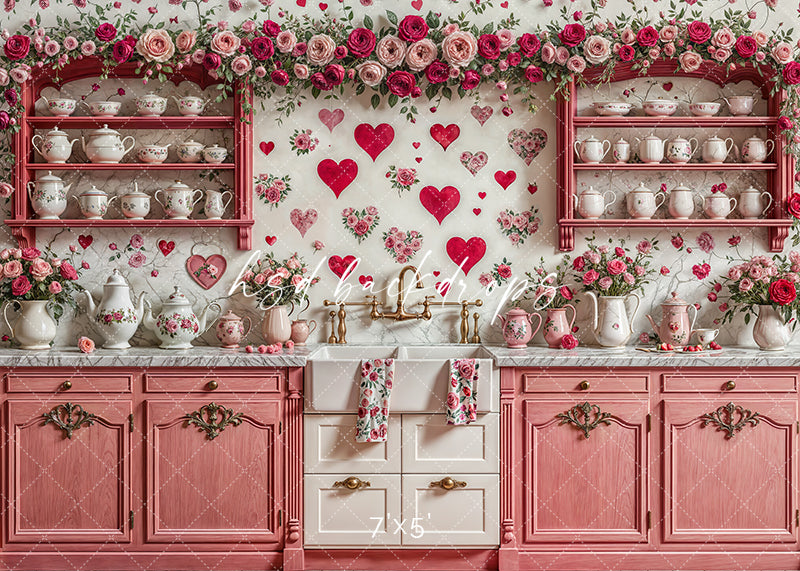 Pink Valentine's Day Kitchen (sweep options) - HSD Photography Backdrops