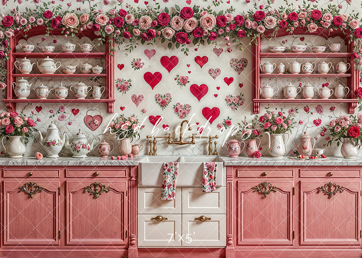 Pink Valentine's Day Kitchen (sweep options) - HSD Photography Backdrops
