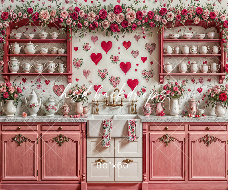 Pink Valentine's Day Kitchen (sweep options) - HSD Photography Backdrops