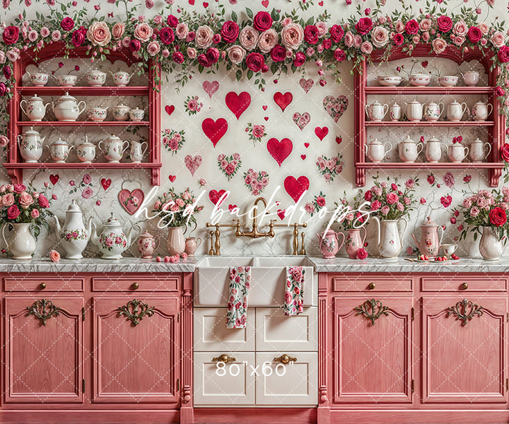 Pink Valentine's Day Kitchen (sweep options) - HSD Photography Backdrops
