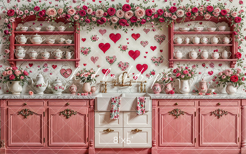 Pink Valentine's Day Kitchen (sweep options) - HSD Photography Backdrops