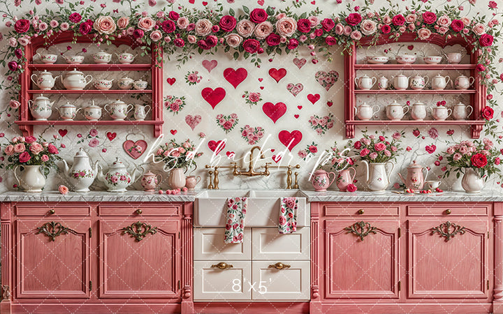 Pink Valentine's Day Kitchen (sweep options) - HSD Photography Backdrops