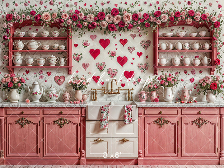 Pink Valentine's Day Kitchen (sweep options) - HSD Photography Backdrops