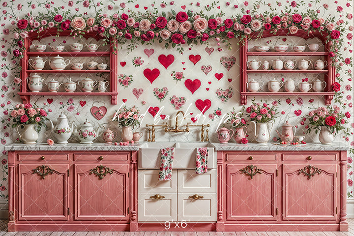Pink Valentine's Day Kitchen (sweep options) - HSD Photography Backdrops