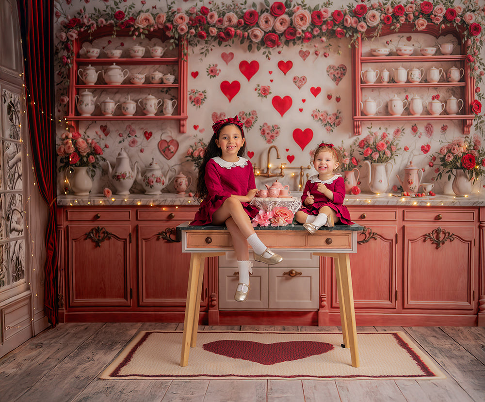 Pink Valentine's Day Kitchen (sweep options) - HSD Photography Backdrops