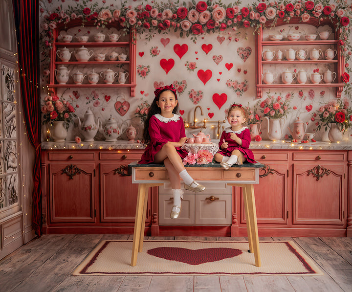 Pink Valentine's Day Kitchen (sweep options) - HSD Photography Backdrops