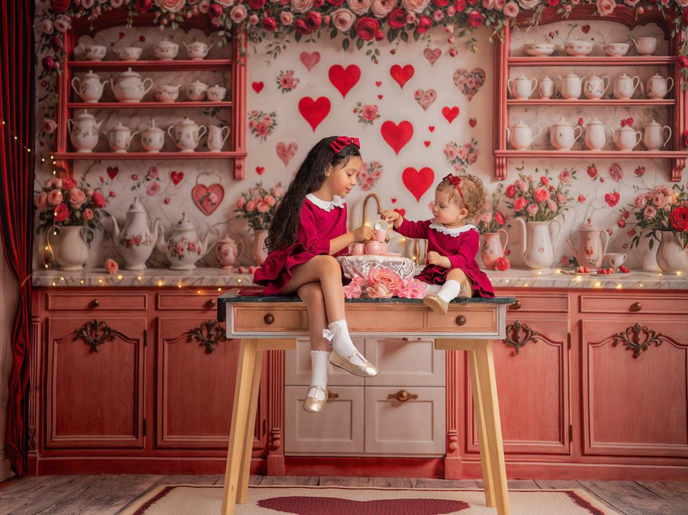 Pink Valentine's Day Kitchen (sweep options) - HSD Photography Backdrops