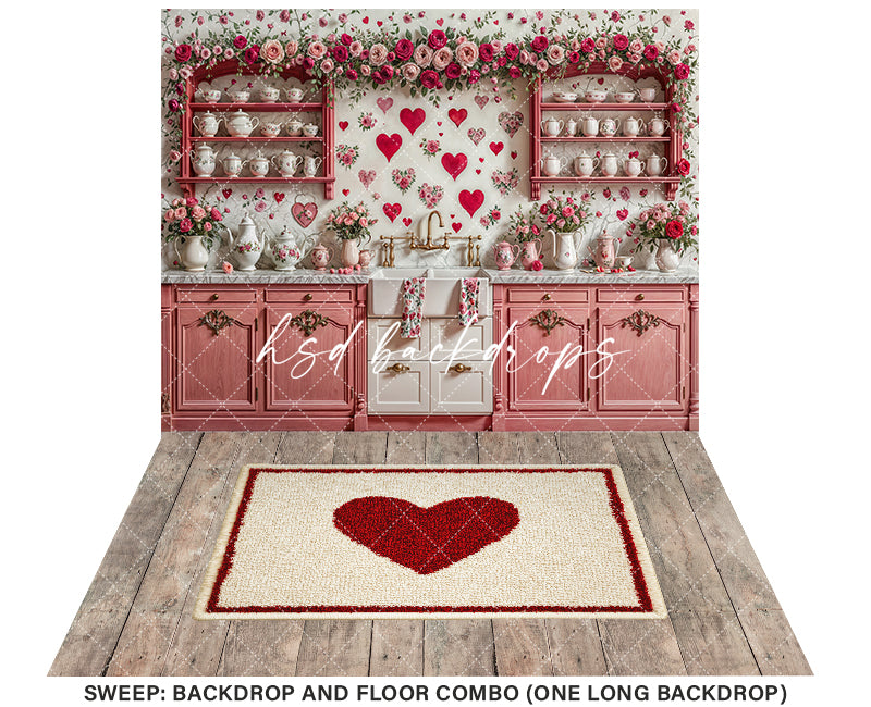 Pink Valentine's Day Kitchen (sweep options) - HSD Photography Backdrops