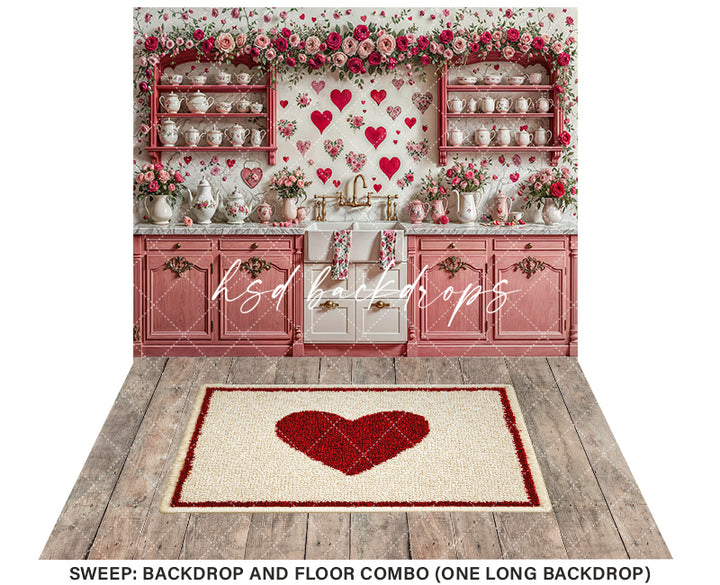 Pink Valentine's Day Kitchen (sweep options) - HSD Photography Backdrops