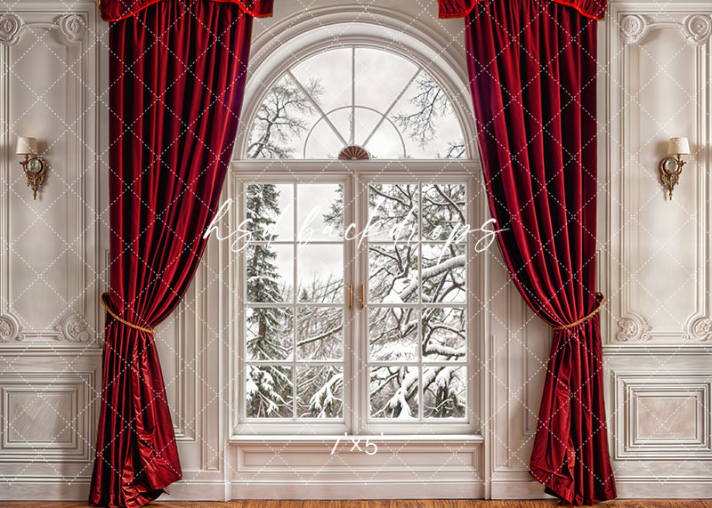 Red Curtain Window (sweep options) - HSD Photography Backdrops