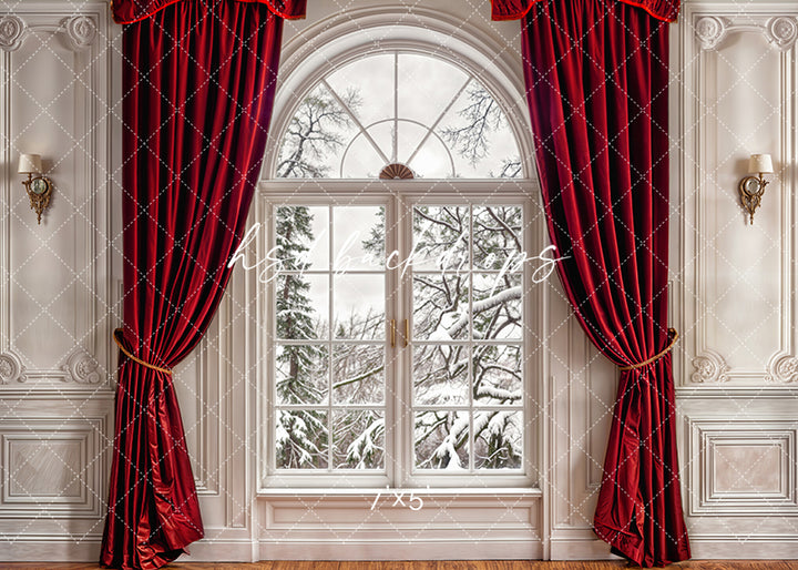 Red Curtain Window (sweep options) - HSD Photography Backdrops