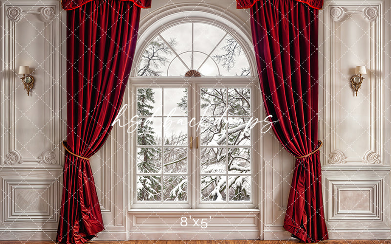 Red Curtain Window (sweep options) - HSD Photography Backdrops