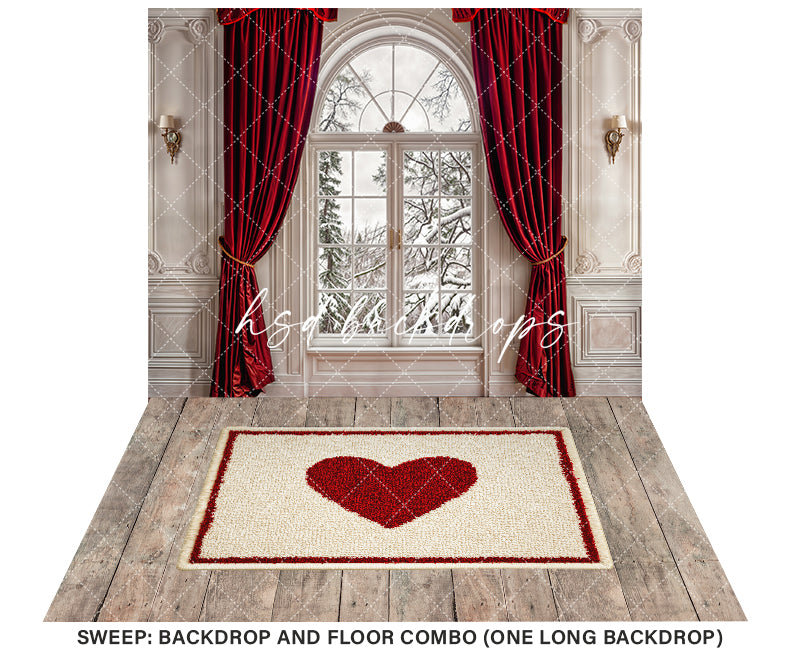 Red Curtain Window (sweep options) - HSD Photography Backdrops