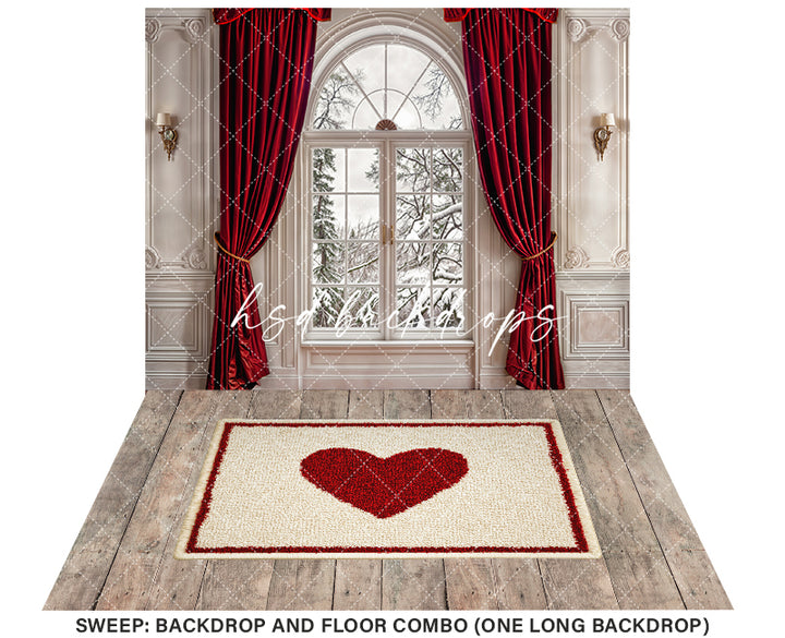 Red Curtain Window (sweep options) - HSD Photography Backdrops