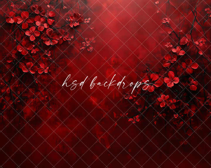 Romantic Red Blossoms (sweep options) - HSD Photography Backdrops