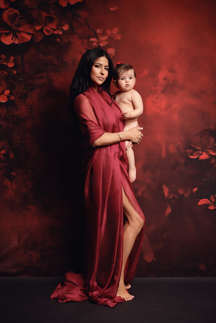 Romantic Red Blossoms (sweep options) - HSD Photography Backdrops