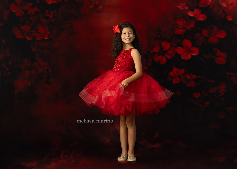 Romantic Red Blossoms (sweep options) - HSD Photography Backdrops