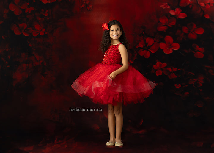 Romantic Red Blossoms (sweep options) - HSD Photography Backdrops