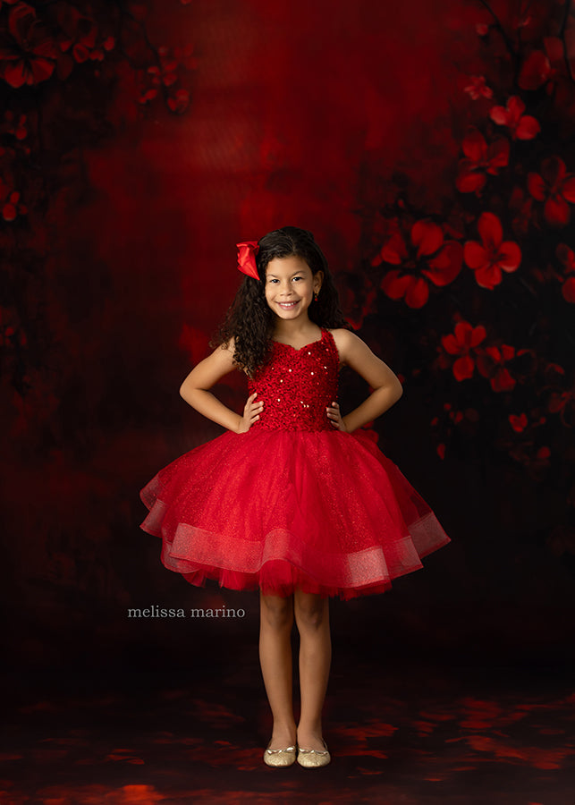 Romantic Red Blossoms (sweep options) - HSD Photography Backdrops